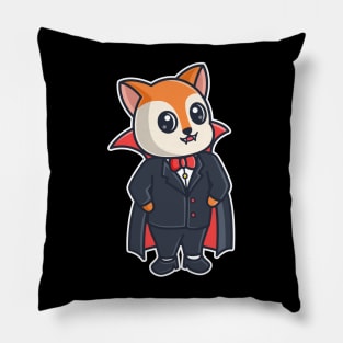 Cute Squirrel Wearing a Dracula Costume | Halloween Character Pillow