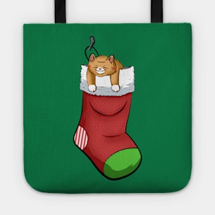 christmas sock cat Tote