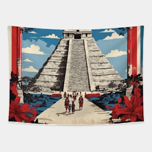 Chichen Itza Mexico Vintage Poster Tourism Tapestry