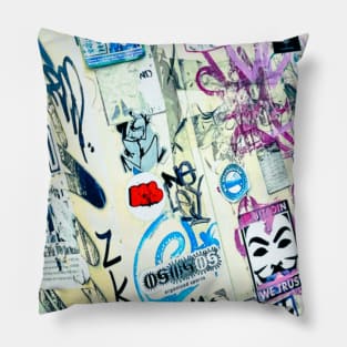 Urban Art Street NYC Graffiti Tag Sticker Pillow