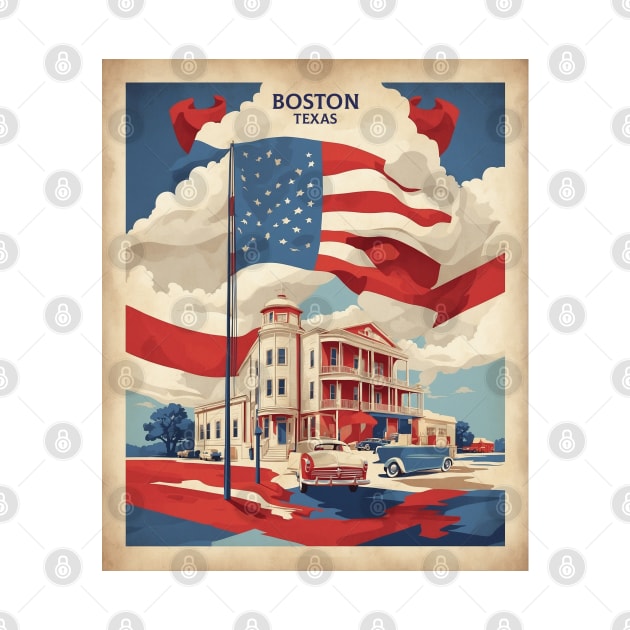 Boston Texas States of America Tourism Vintage Poster by TravelersGems