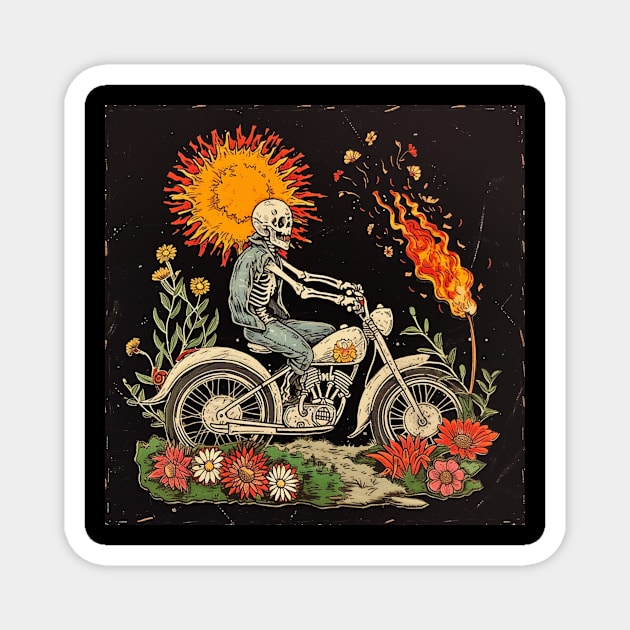 skeleton riding motobike Magnet by BDXTNG