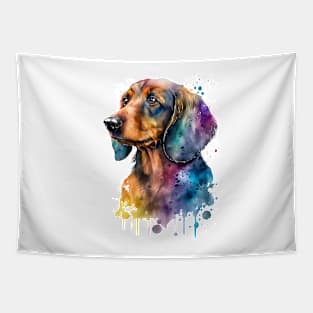 Rainbow Dachshund Watercolor Art Tapestry