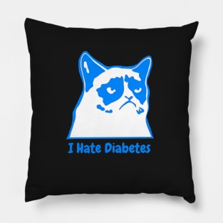 I Hate Diabetes Blue Pillow