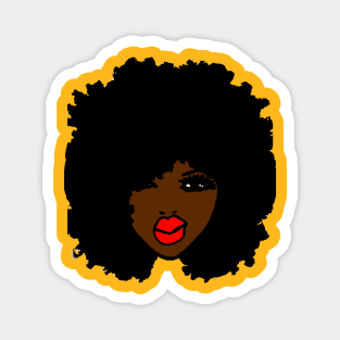 Afro Black BrownSkin  Red Lips Natural Hair Magnet