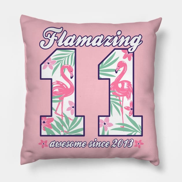 11th Birthday Flamazing 11 born 2013 Girls Pillow by FloraLi