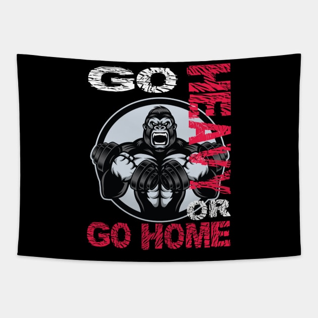 Workout Gym Fitness Go Heavy or Go Home Weightlifting Tshirt and Gift Items Tapestry by Envision Styles