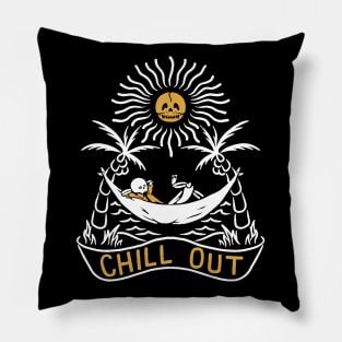 Chill Out Under the Sun Skeleton Pillow