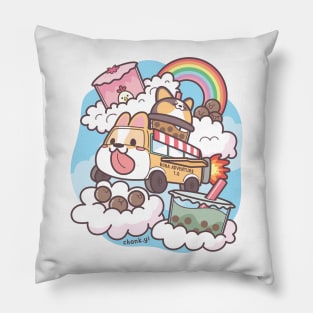 Boba Tea Corgi Space Shuttle Rainbow Pillow