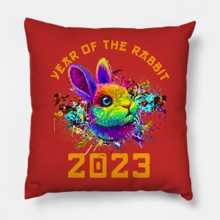 Chinese New Year 2023 Year of the Rabbit Horoscope Pop Art Pillow