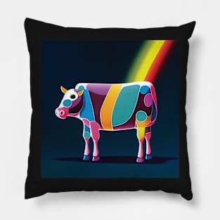 Colourful Cow with rainbow Pillow