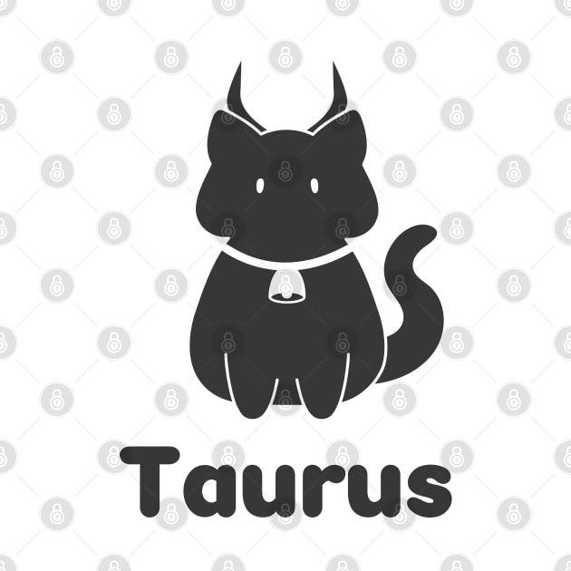 Taurus Cat Zodiac Sign with Text (Black and White) by artdorable