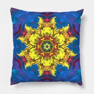 Psychedelic Hippie Yellow Blue and Pink Pillow