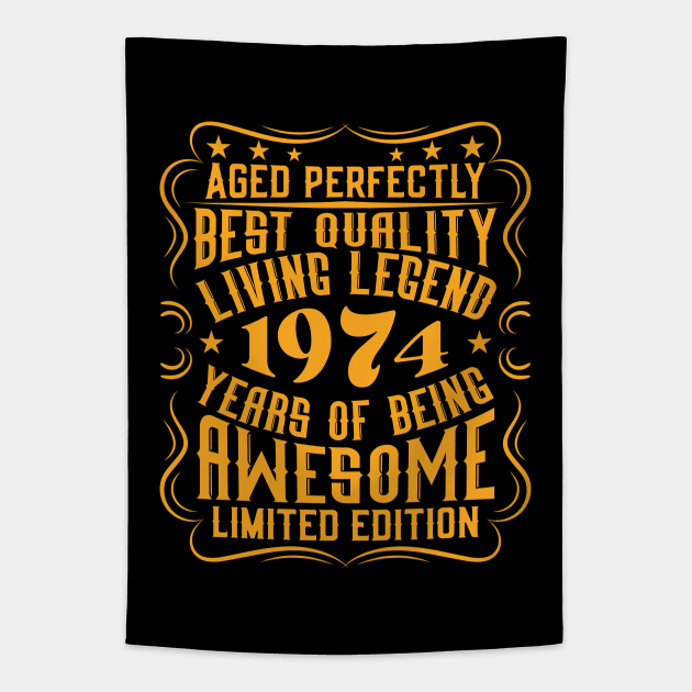 Retro Vintage 1974 Birthday Anniversary Gift Living Legend Tapestry by Cuteness Klub