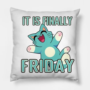 Cartoon Cat - Finally Friday Pillow