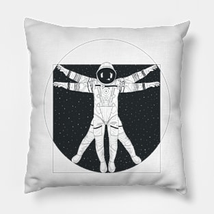 Vitruvian Astronaut Dark Ink Pillow