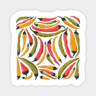 "Farm Fresh Peppers" - A Colorful Collection of Chili, Jalapeno, and Banana Peppers for Farmer's Market Lovers Magnet