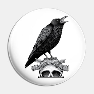 Black Crow, Skull and Cross Keys Pin