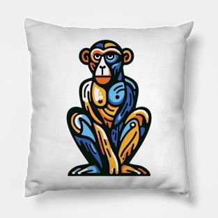 Pop art monkey illustration. cubism illustration of monkey Pillow