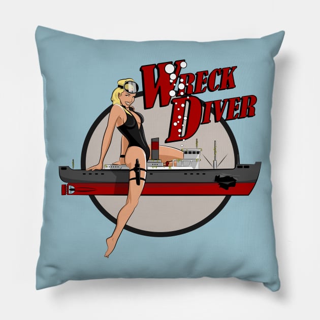 Wreck Diver Pinup Pillow by TCP