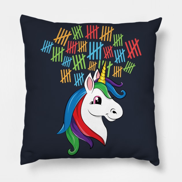 100 Days of School T-Shirt for Boys Girl Kid Unicorn Horse Pillow by 14thFloorApparel