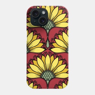 Sunflower damask pattern Phone Case