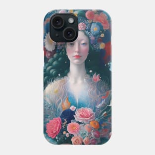 Renaissance mermaid with flowers Phone Case