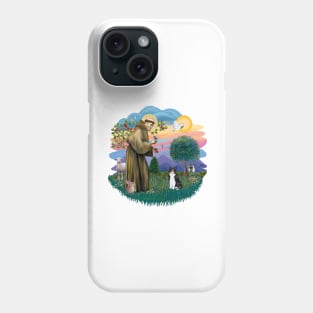 Saint Francis Blesses a Black and White Tuxedo Cat Phone Case