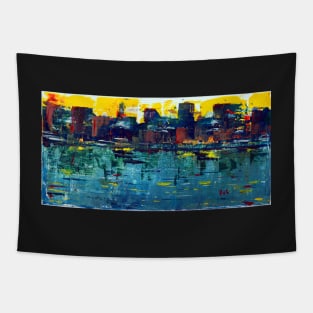 City Port Sunset - Acrylic on Canvas Tapestry