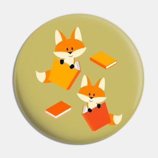Cute foxes reading Pin