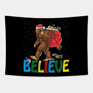 Believe Bigfoot Christmas Gifts For Men Boys Girls Funny Christmas T-Shirt ver3 Tapestry