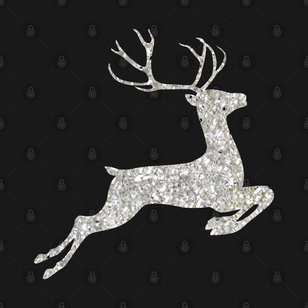 Silver Faux Glitter Christmas Reindeer by Felicity-K