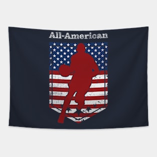 Patriotic All-American Basketball Vintage Distressed 3 White Tapestry