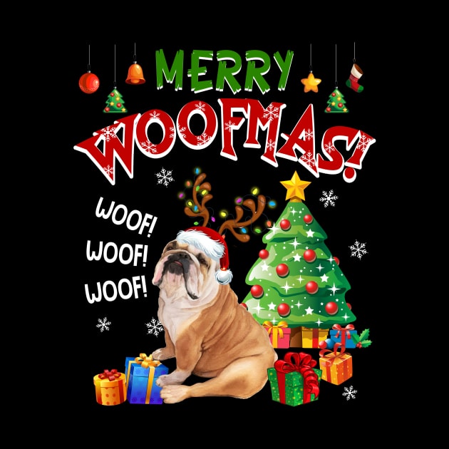 Bulldog Merry Woofmas Awesome Christmas by Dunnhlpp