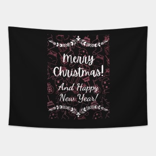 Christmas Greetings 1- Santa and Decor Pattern Tapestry