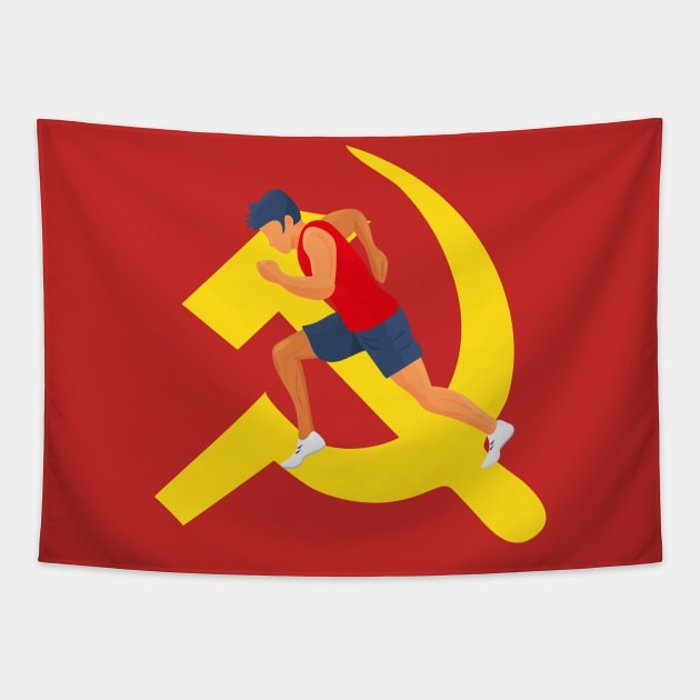 Hammer and sickle as a proletarian solidarity symbol Tapestry by tatadonets