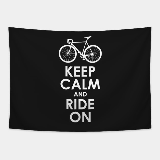 Keep Calm and Ride On Road Bike Tapestry by brakrot