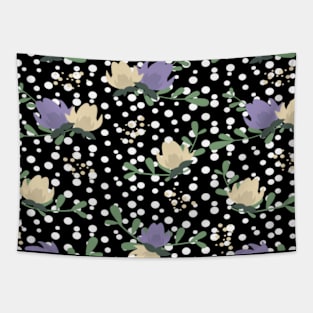 Purple Flower Polka Dot Pattern Tapestry