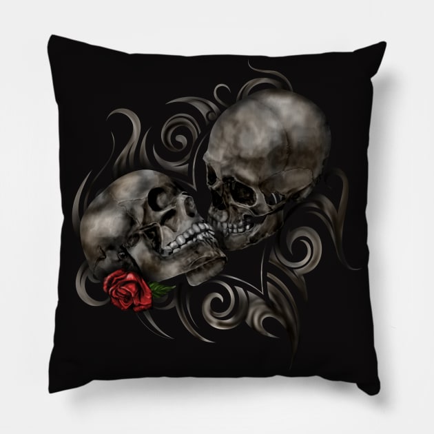 Skulls in love Love Pillow by Nartissima