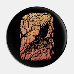 Crow In The Forest Pin