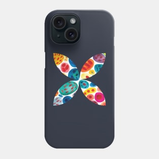 Retro geometric four petal flower in semicircles, 70s vibes Phone Case