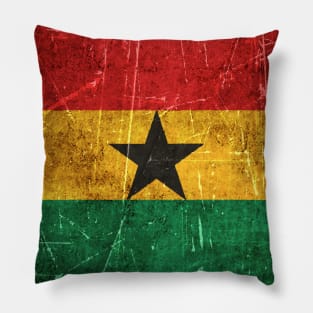 Vintage Aged and Scratched Ghana Flag Pillow