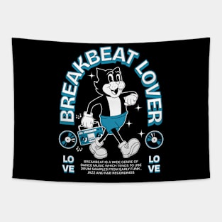 BREAKBEAT  - Lover Cat Retro Mascot (white/blue) Tapestry