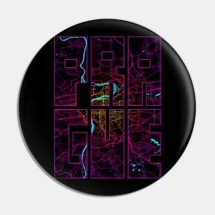 Prague, Czech Republic City Map Typography - Neon Pin