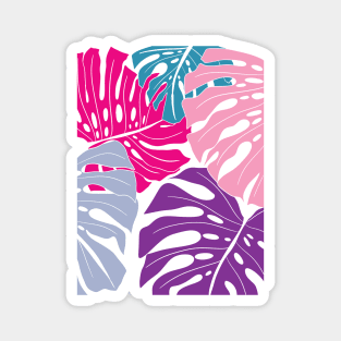 Abstract Colorful Monstera Leaves 2 Magnet