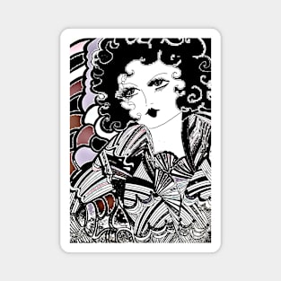 ART DECO, BLACK, DOLLY FLAPPER,,House of Harlequin Magnet