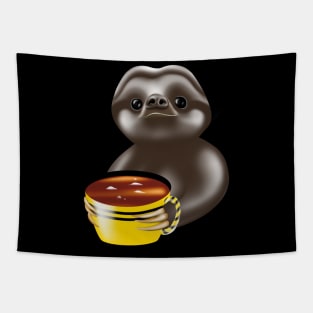 Cute sloth  drinking coffee urgently Tapestry