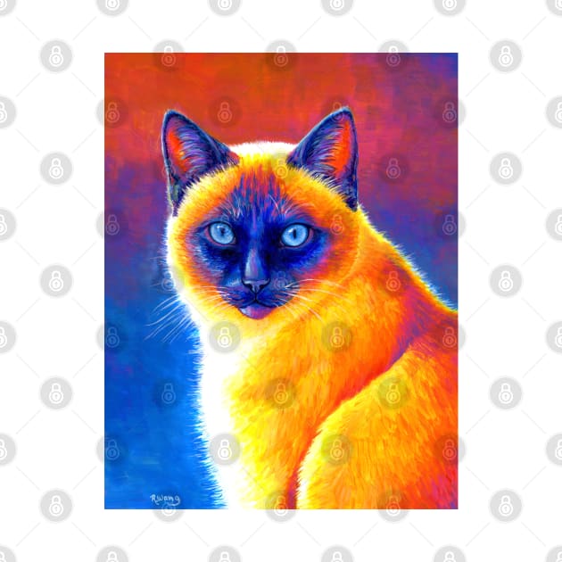 Jewel of the Orient Colorful Siamese Cat by rebeccawangart