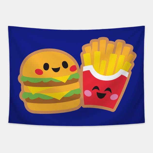 Burger and Fries Buddies Tapestry by KarmicKal