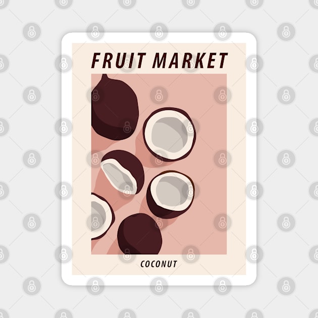 Fruit market print, Coconut, Posters aesthetic, Cottagecore decor, Exhibition poster, Exotic food art Magnet by KristinityArt